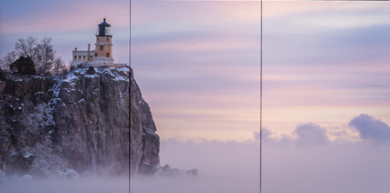 Split Rock Lighthouse Sea Smoke on Canvas